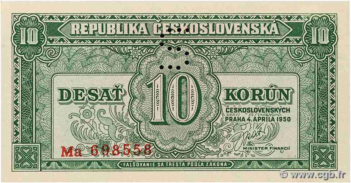 10 Korun Spécimen TCHÉCOSLOVAQUIE  1950 P.069s SPL