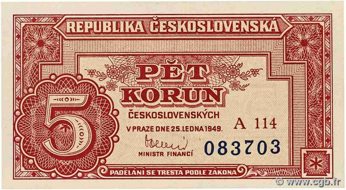 5 Korun TCHÉCOSLOVAQUIE  1949 P.068 NEUF