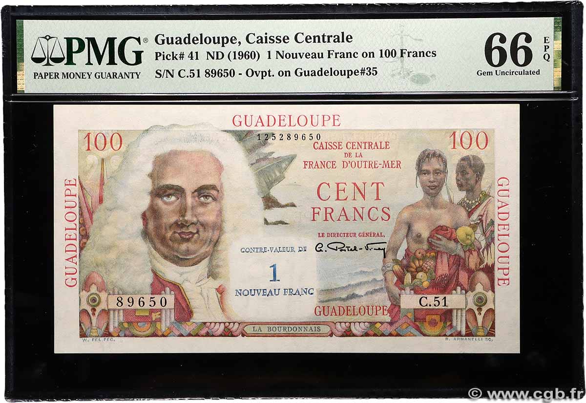 1 NF sur 100 Francs La Bourdonnais GUADELOUPE  1960 P.41 UNC