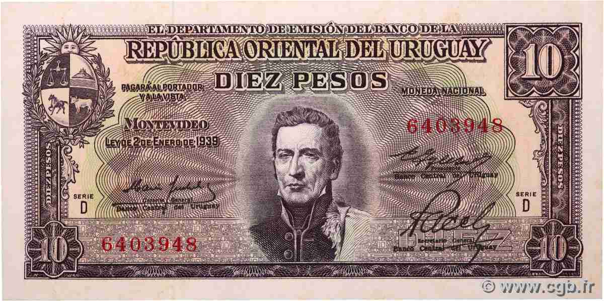 10 Pesos URUGUAY  1939 P.037d UNC-