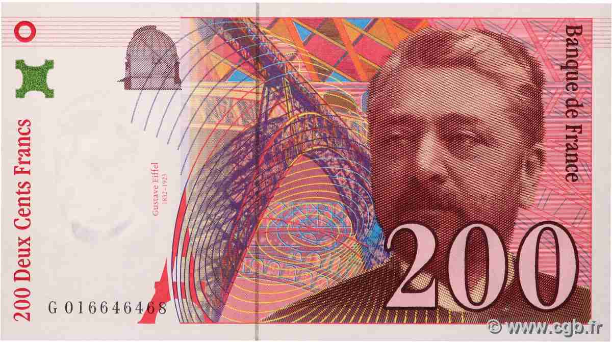 200 Francs EIFFEL Sans STRAP Fauté FRANCE  1996 F.75f4.02 NEUF