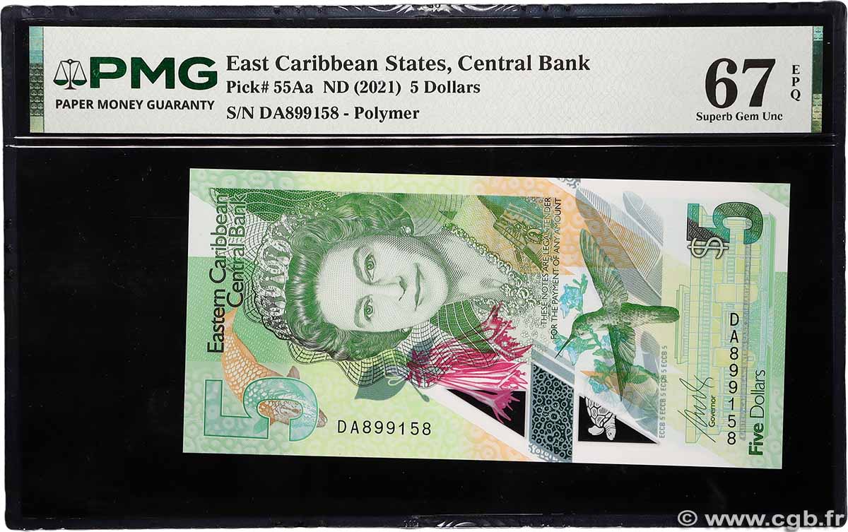 5 Dollars CARIBBEAN   2021 P.56 UNC