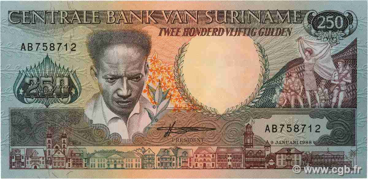 250 Gulden SURINAM  1988 P.134 NEUF