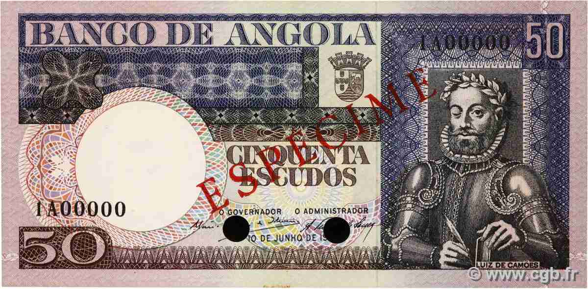 50 Escudos Spécimen ANGOLA  1973 P.105s UNC