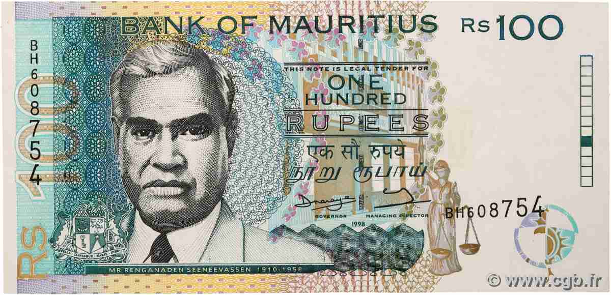 100 Rupees ISOLE MAURIZIE  1998 P.44 q.AU