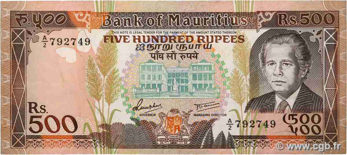 500 Rupees ISOLE MAURIZIE  1988 P.40a q.BB