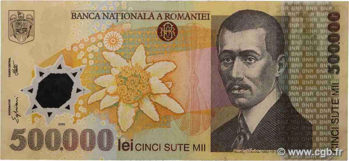 500000 Lei ROMANIA  2000 P.115a q.BB