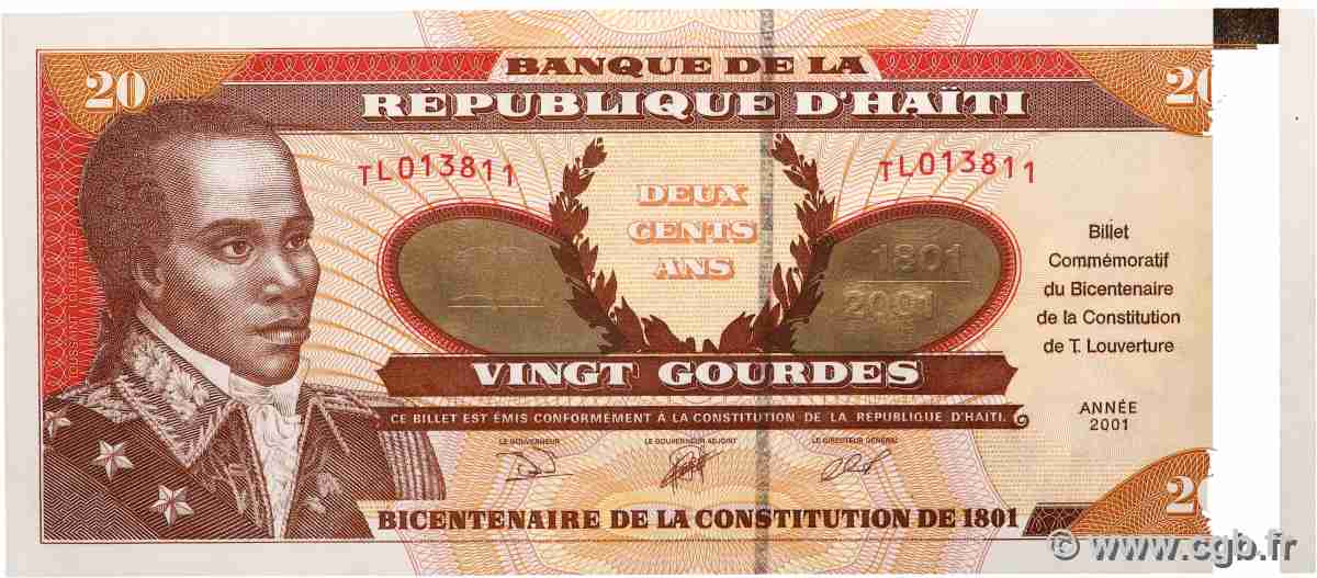 20 Gourdes Commémoratif HAITI  2001 P.271 UNC