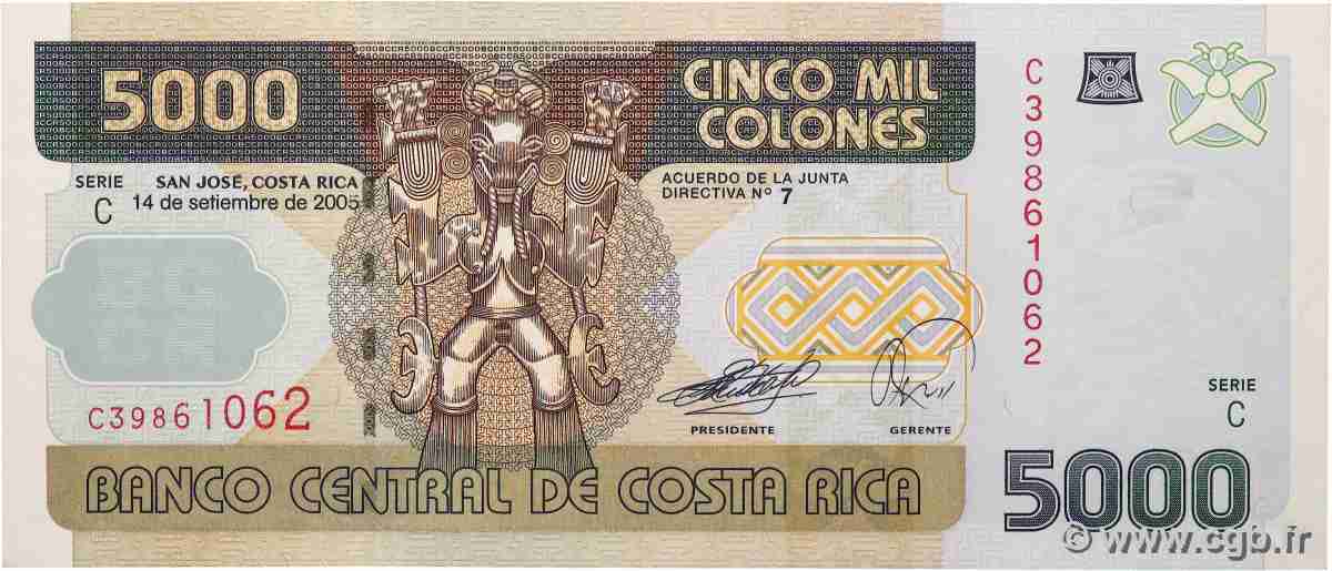 5000 Colones COSTA RICA  2004 P.266b XF+