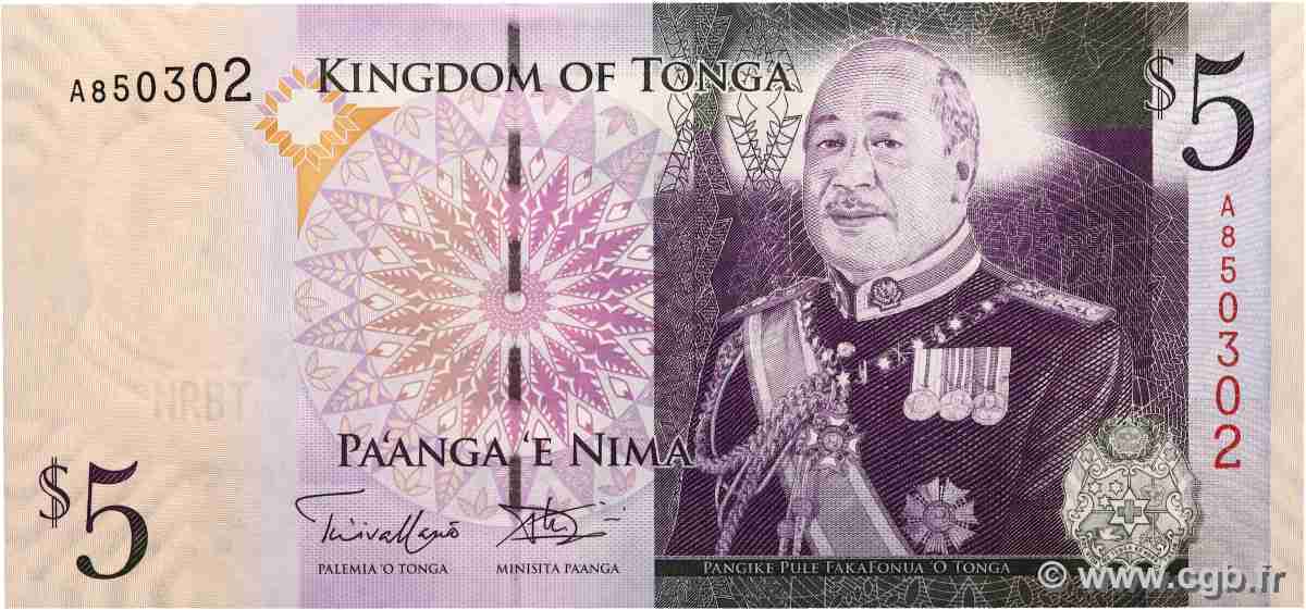 5 Pa&nbsp;anga TONGA  2023 P.39 UNC-