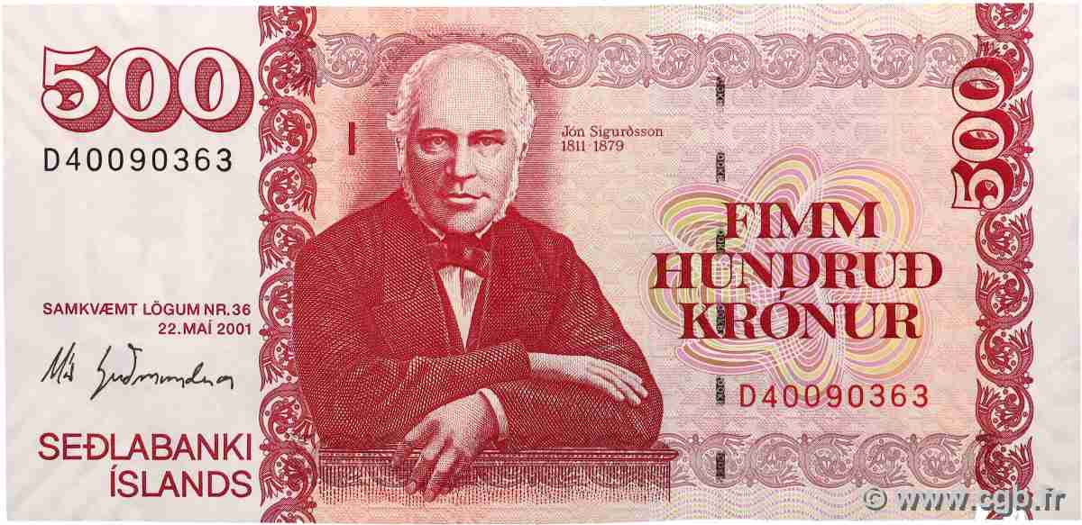 500 Kronur ICELAND  2001 P.58a UNC-