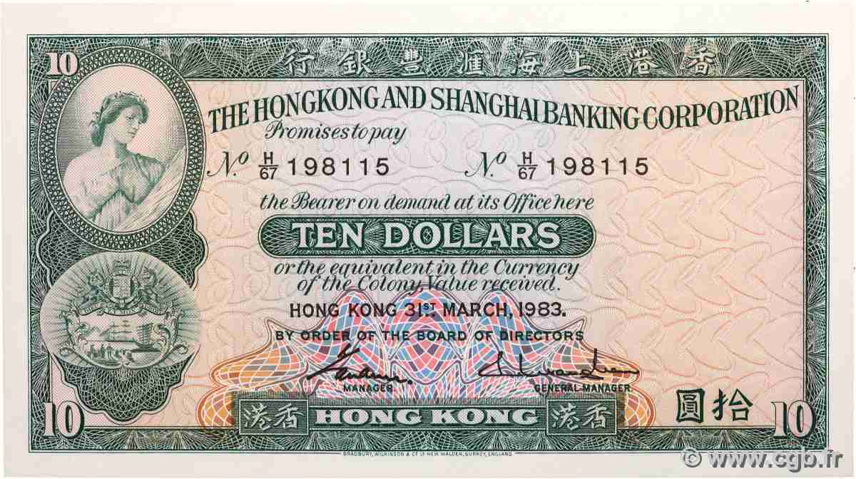 10 Dollars HONG-KONG  1983 P.182j FDC
