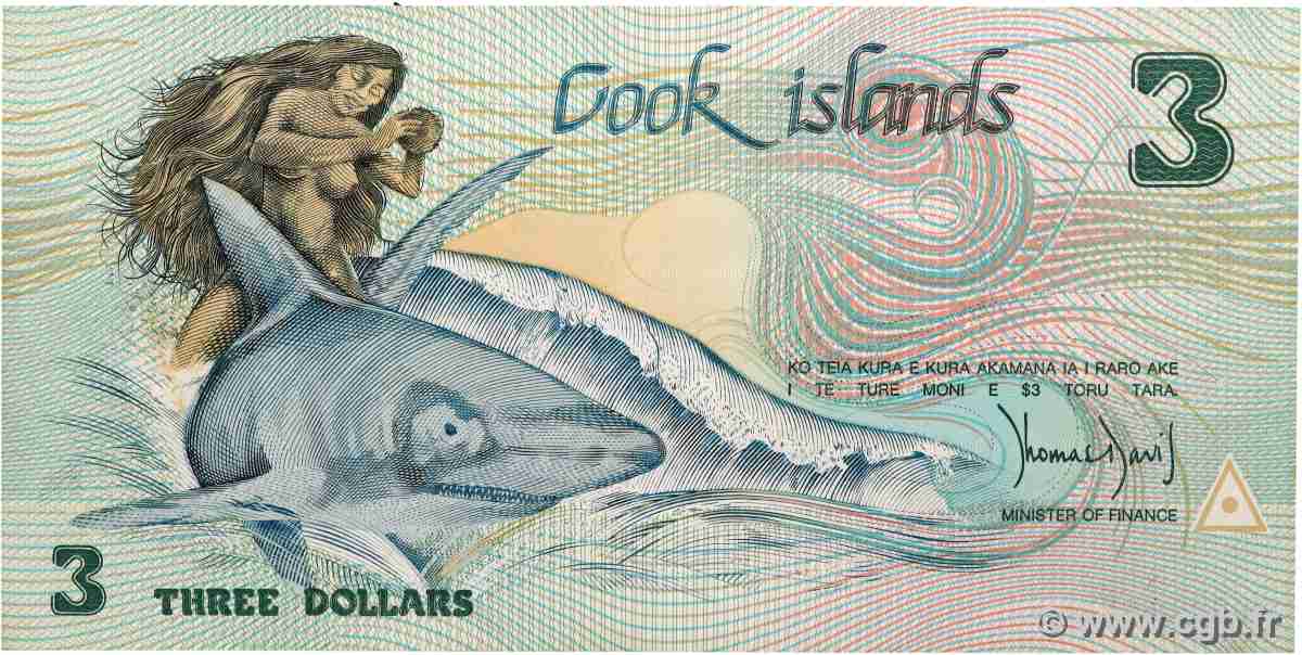 3 Dollars COOK ISLANDS  1987 P.03 UNC