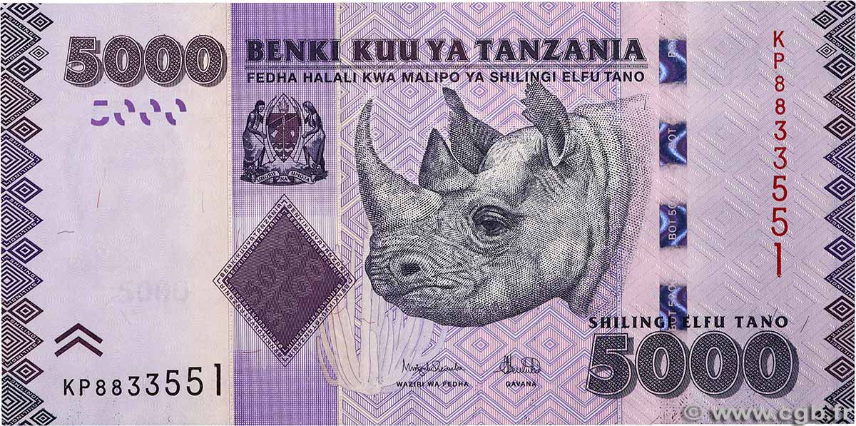 5000 Shilingi TANZANIE  2020 P.43 NEUF