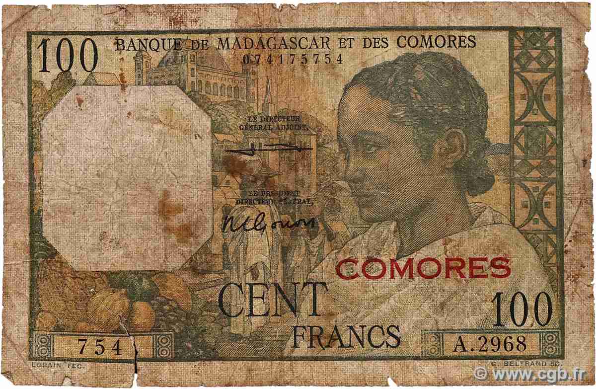 100 Francs COMORES  1960 P.03b2 pr.B