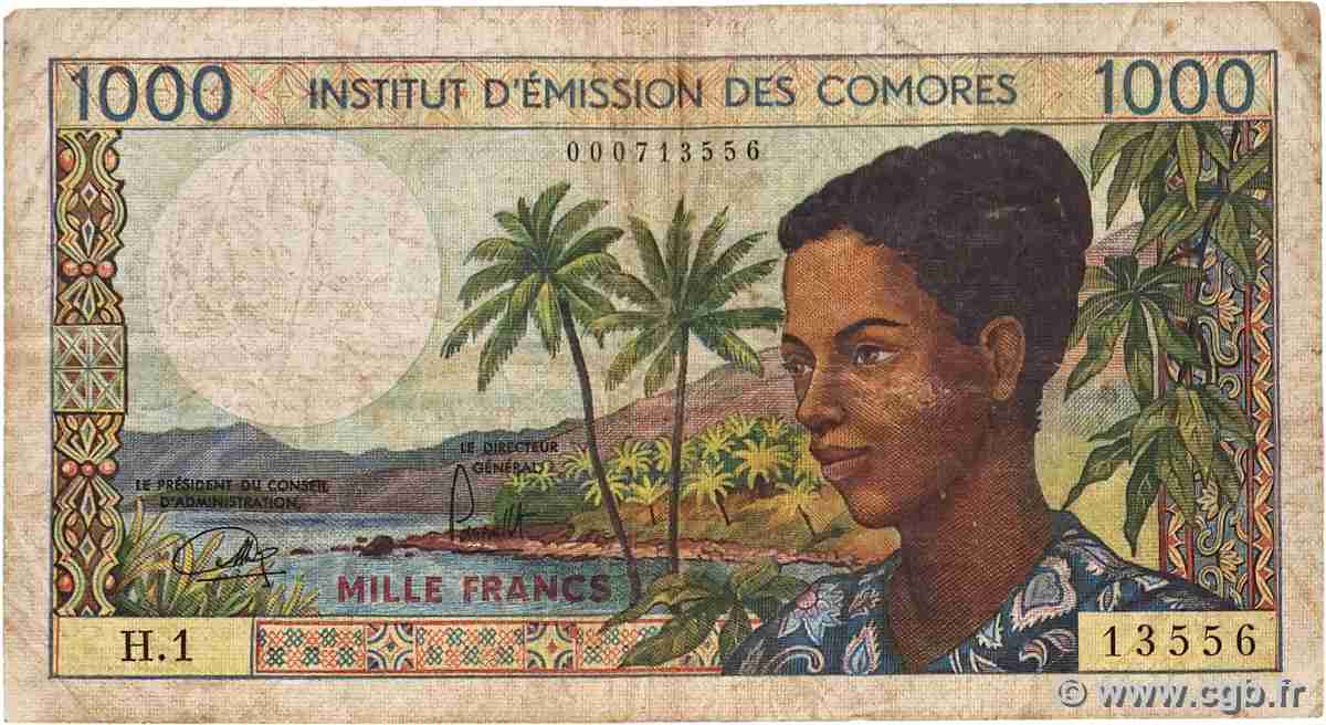 1000 Francs COMORE  1976 P.08a q.MB