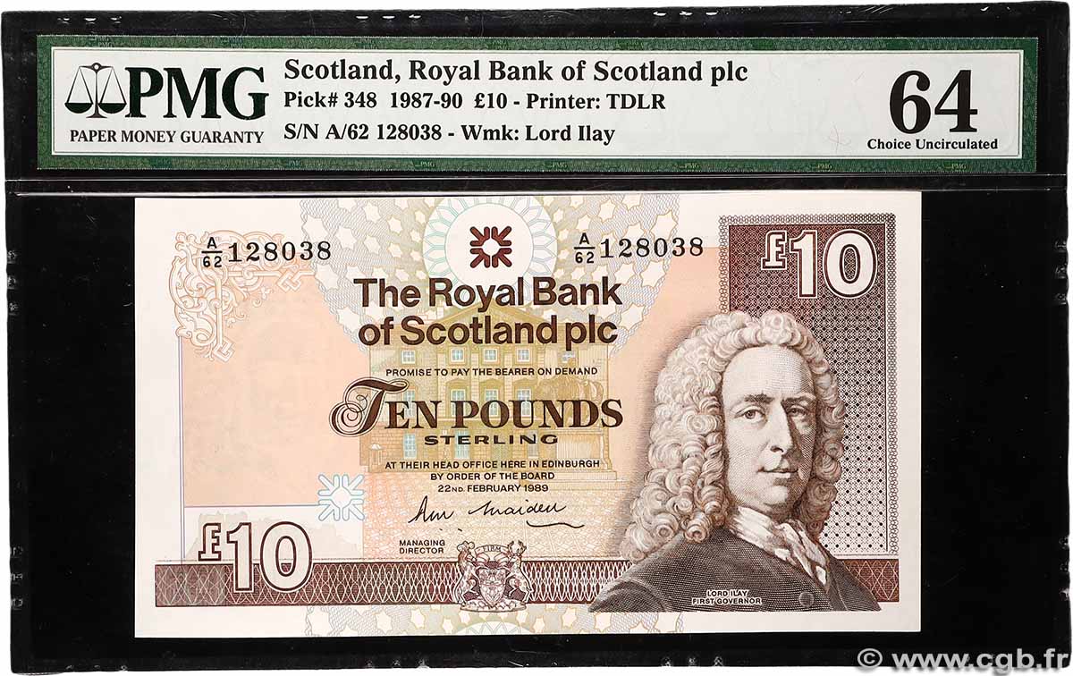 10 Pounds SCOTLAND  1989 P.348a fST+