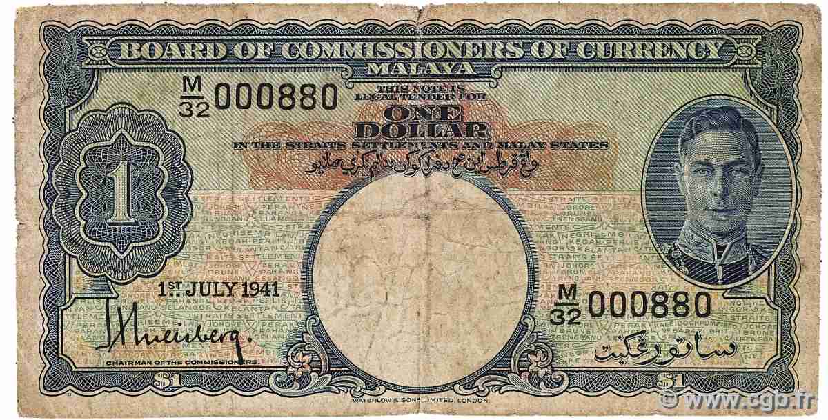 1 Dollar MALAYA  1941 P.11 fS