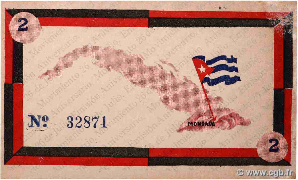 2 Pesos CUBA  1958  XF
