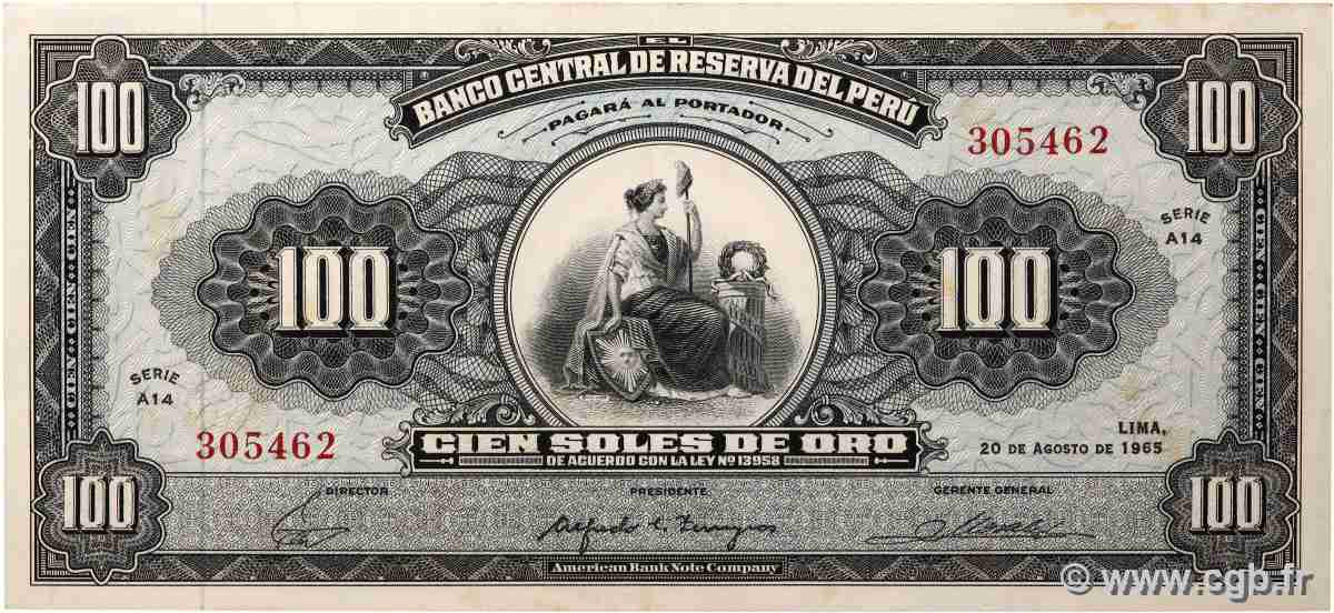 100 Soles de Oro PERU  1965 P.090a XF+