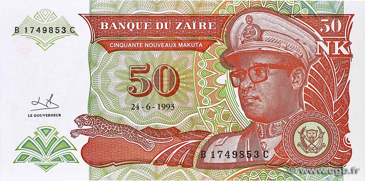 50 Nouveaux Makuta ZAIRE  1993 P.51 UNC