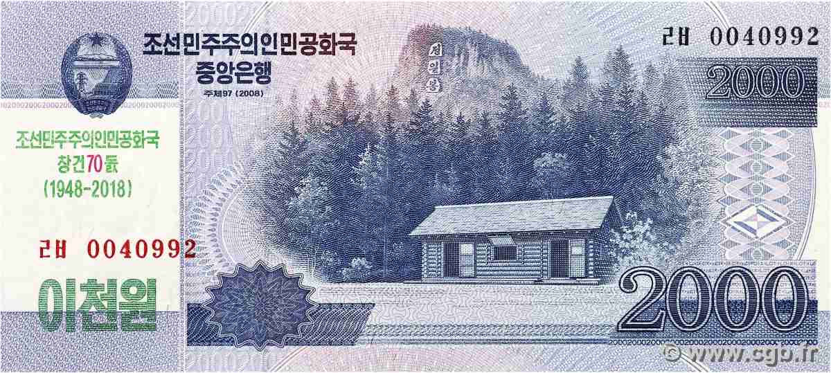 2000 Won Commémoratif CORÉE DU NORD  2018 P.CS22 pr.NEUF