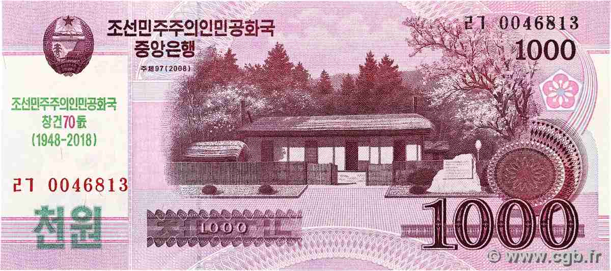1000 WON CORÉE DU NORD  2018 P.CS21 pr.NEUF