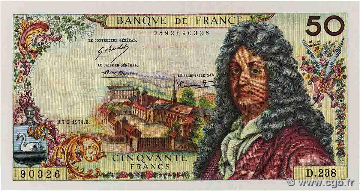 50 Francs RACINE FRANCE  1974 F.64.26 XF+