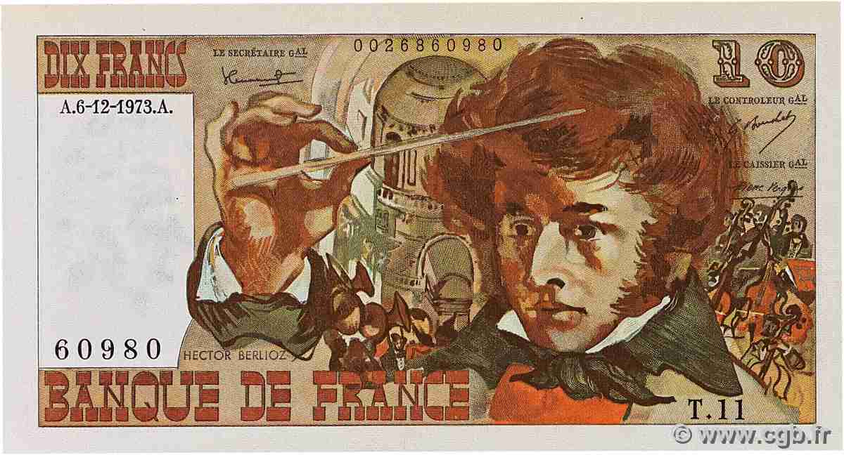 10 Francs BERLIOZ FRANCE  1973 F.63.02 SPL