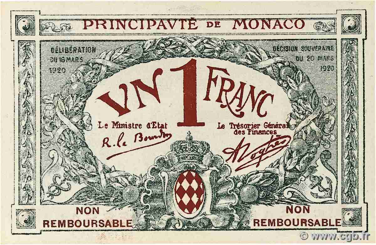 1 Franc Essai MONACO  1920 P.05s UNC-