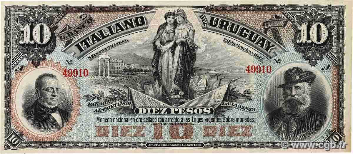 10 Pesos Non émis URUGUAY  1887 PS.212r pr.NEUF