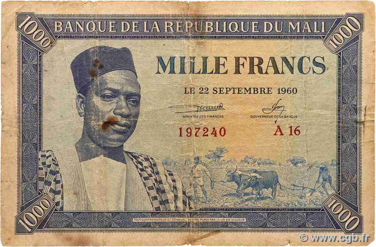 1000 Francs MALI  1960 P.04 B
