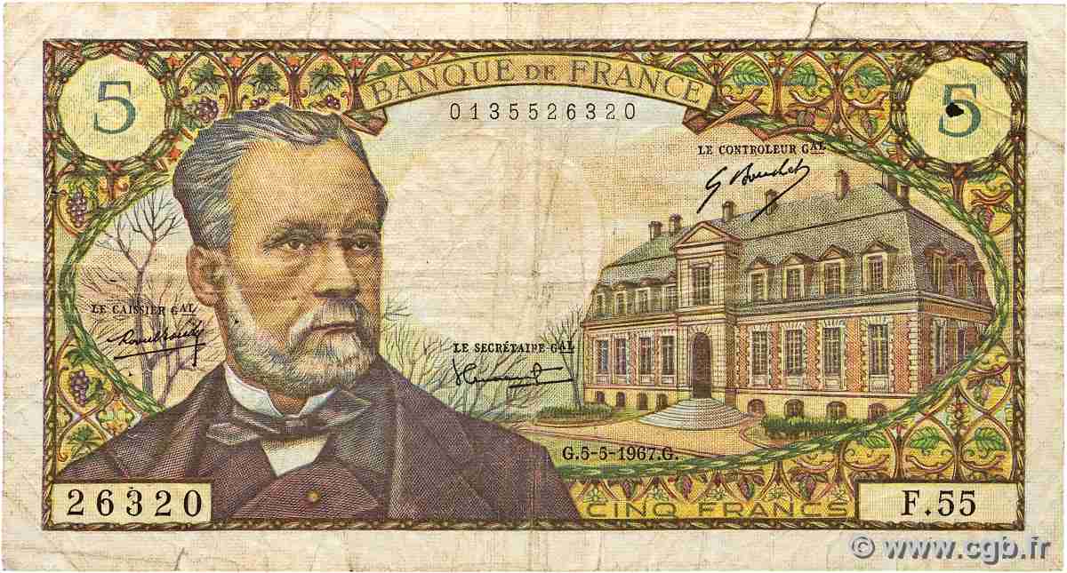 5 Francs PASTEUR FRANCE  1967 F.61.05 TB