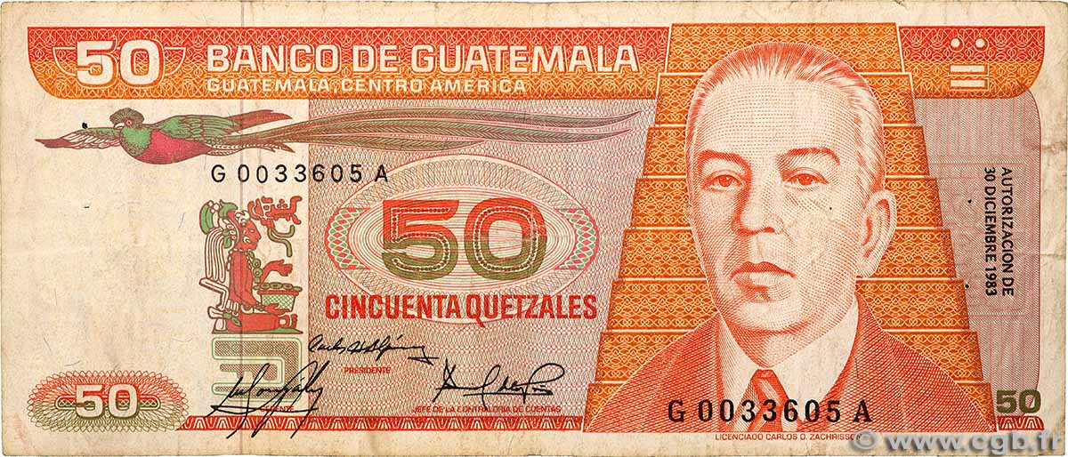 50 Quetzales GUATEMALA  1983 P.070 F-