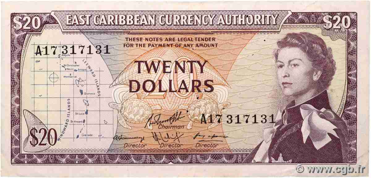 20 Dollars EAST CARIBBEAN STATES  1965 P.15g VF-