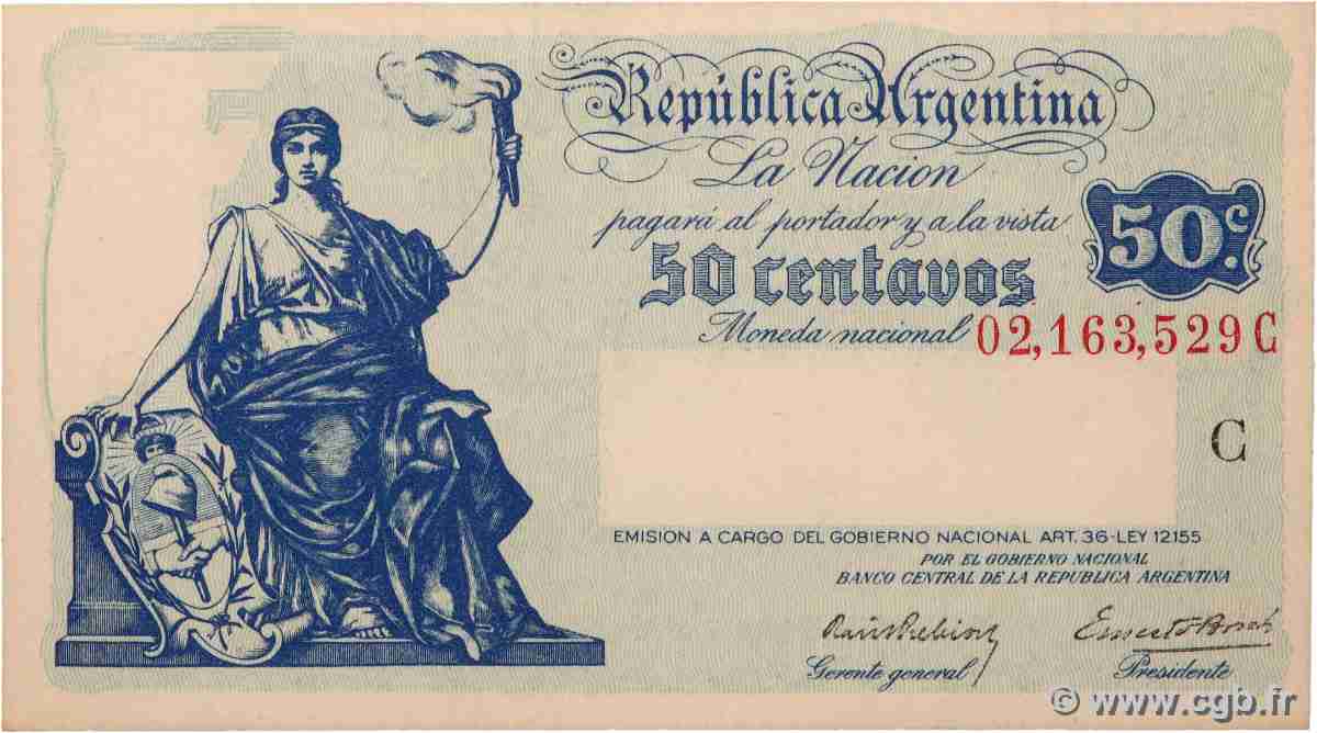 50 Centavos ARGENTINA  1942 P.250b UNC-
