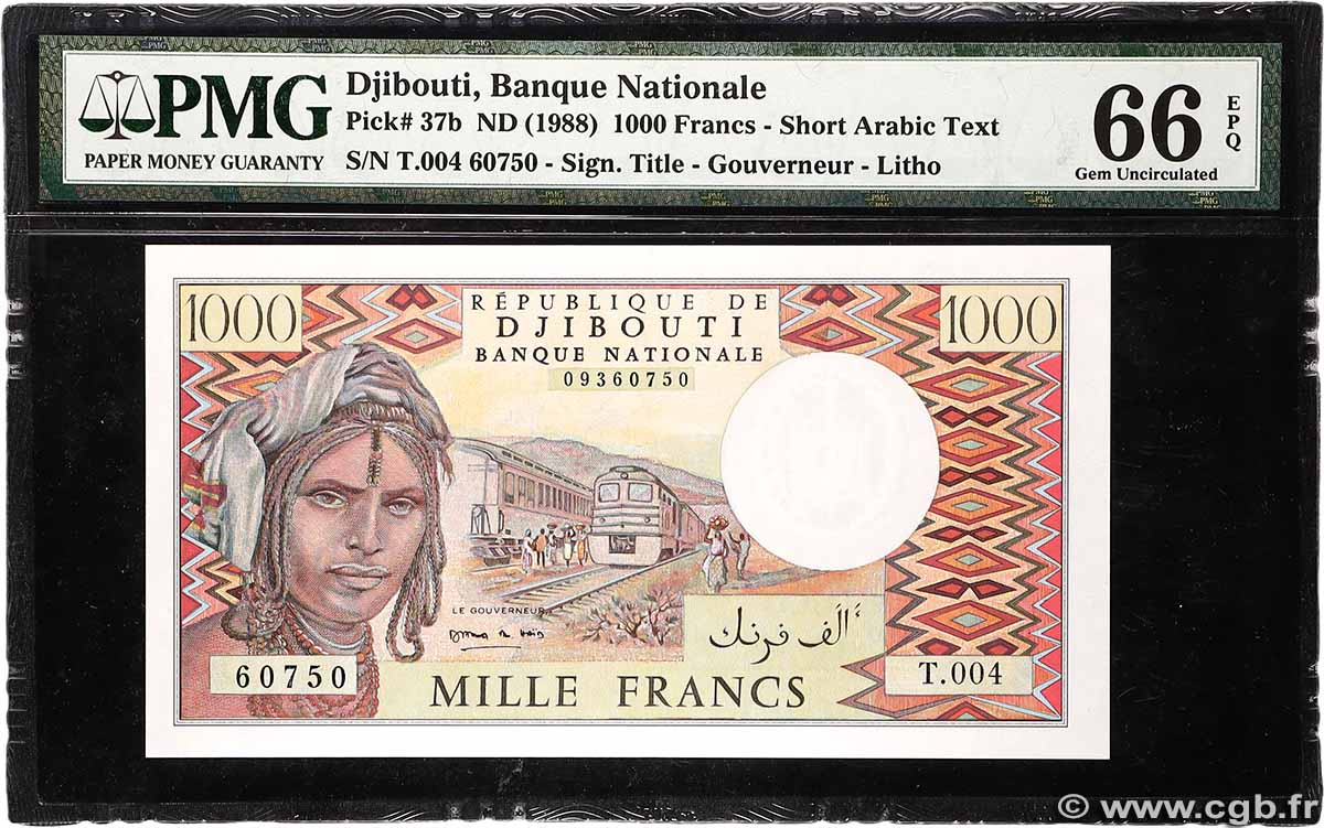 1000 Francs DJIBOUTI  1988 P.37d UNC