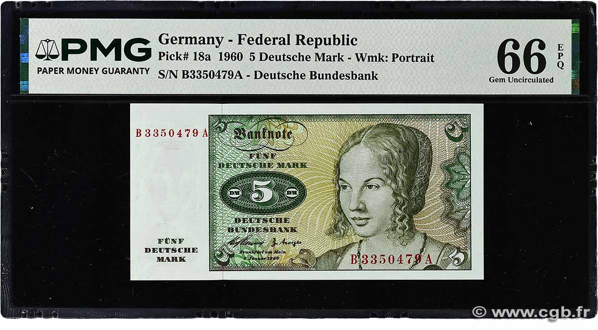 5 Deutsche Mark GERMAN FEDERAL REPUBLIC  1960 P.18a ST