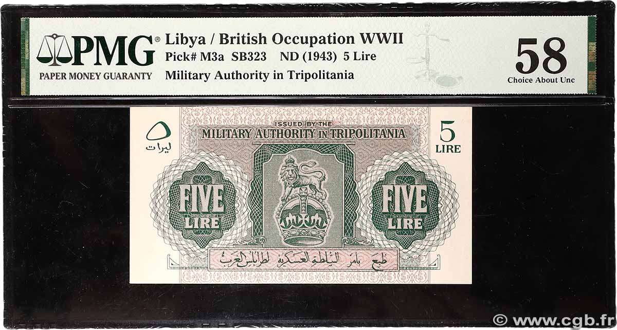 5 Lire LIBYEN  1943 P.M3a fST