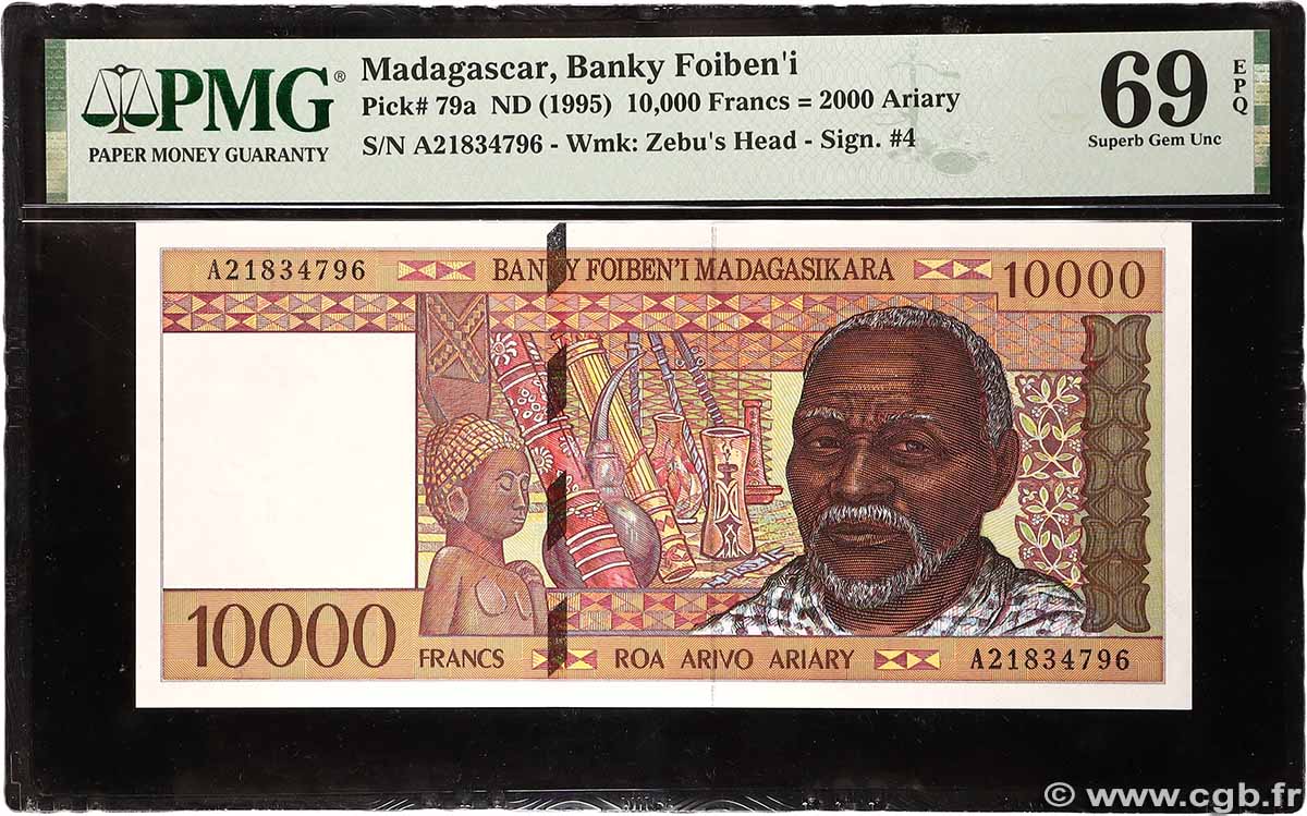 10000 Francs - 2000 Ariary MADAGASCAR  1995 P.079a NEUF