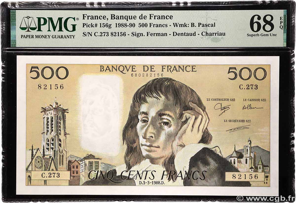 500 Francs PASCAL FRANCE  1988 F.71.38 NEUF