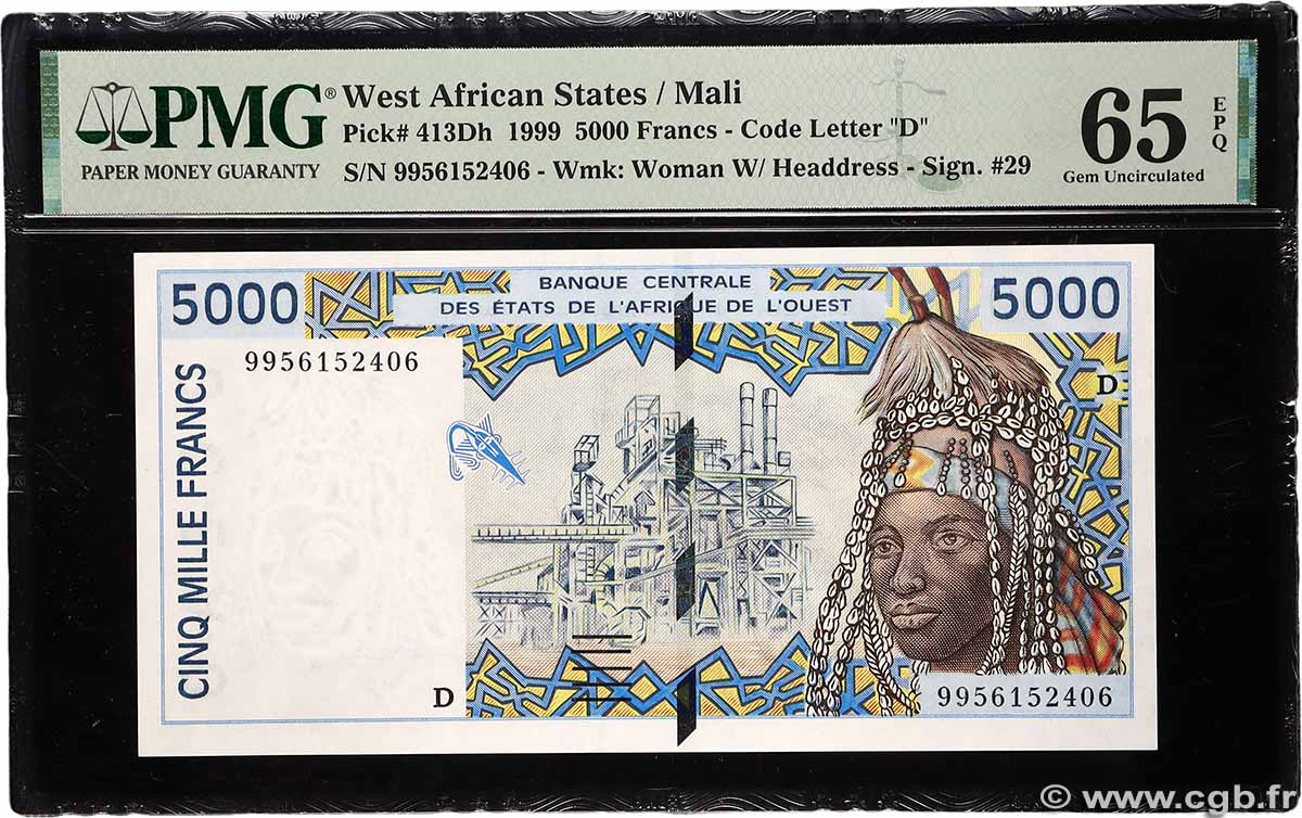 5000 Francs WEST AFRIKANISCHE STAATEN  1999 P.413Dh ST