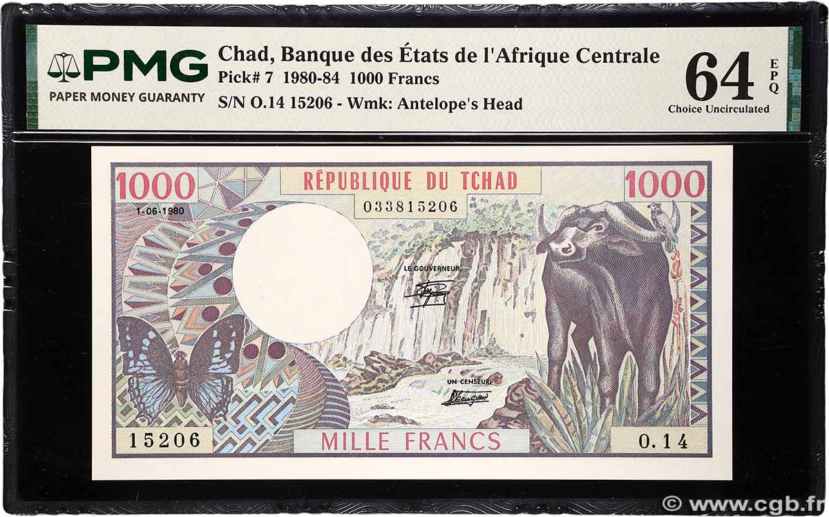 1000 Francs BEAC type 1980 CHAD  1980 A.283a UNC-