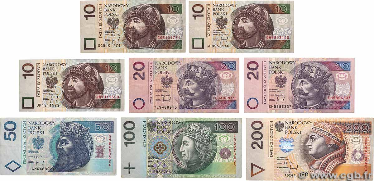 10 à 200 Zlotych Lot POLOGNE  1994 P.177 TB
