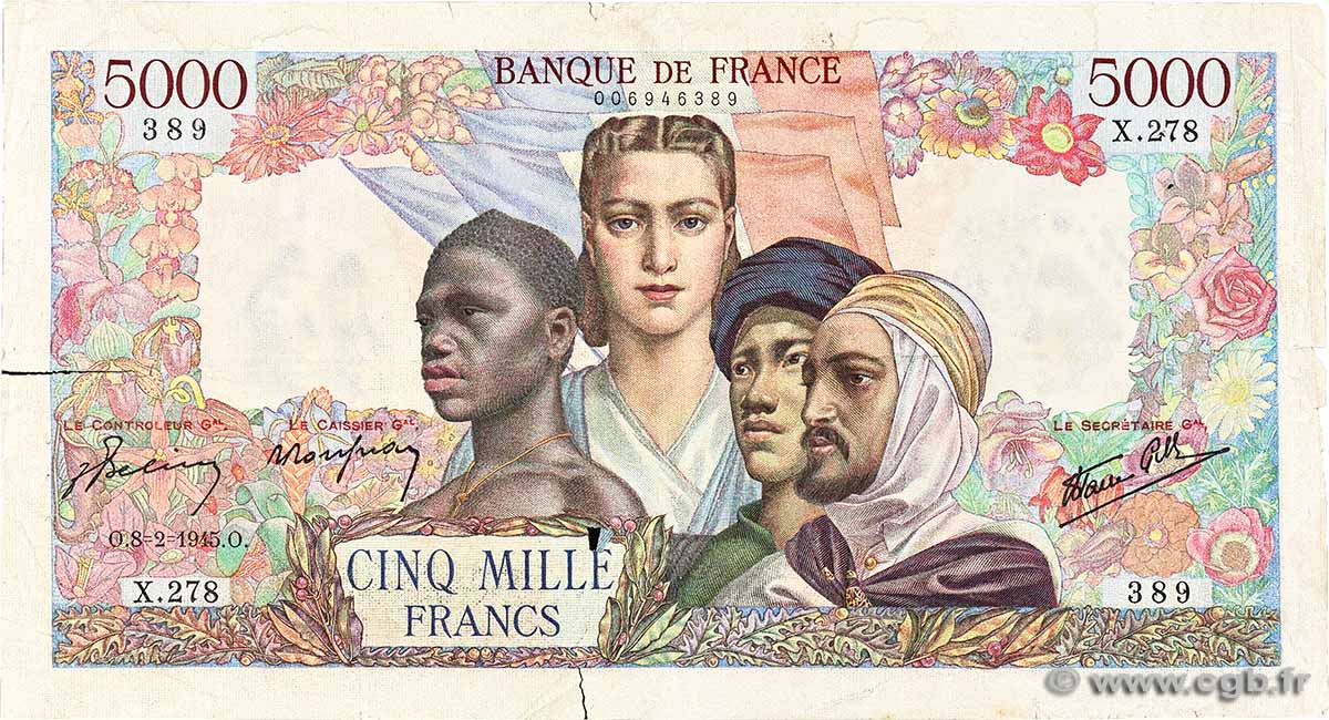 5000 Francs EMPIRE FRANÇAIS FRANCE  1945 F.47.12 TB