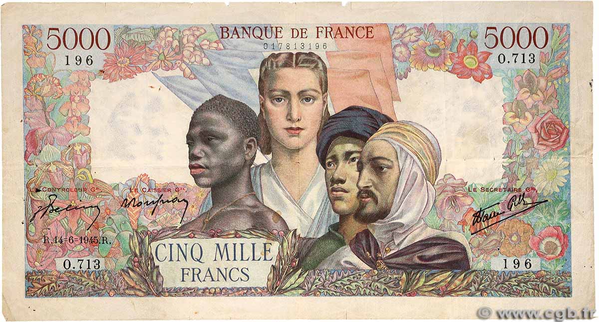 5000 Francs EMPIRE FRANÇAIS FRANCE  1945 F.47.30 F+