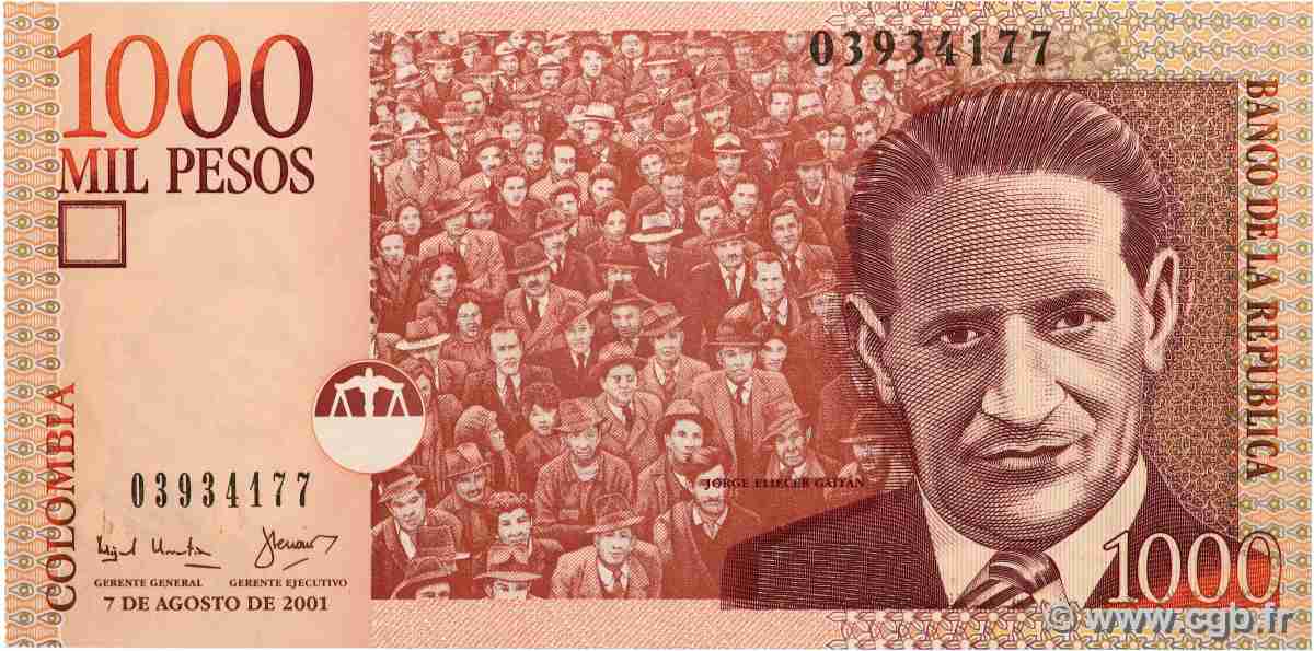 1000 Pesos COLOMBIA  2001 P.450a q.FDC