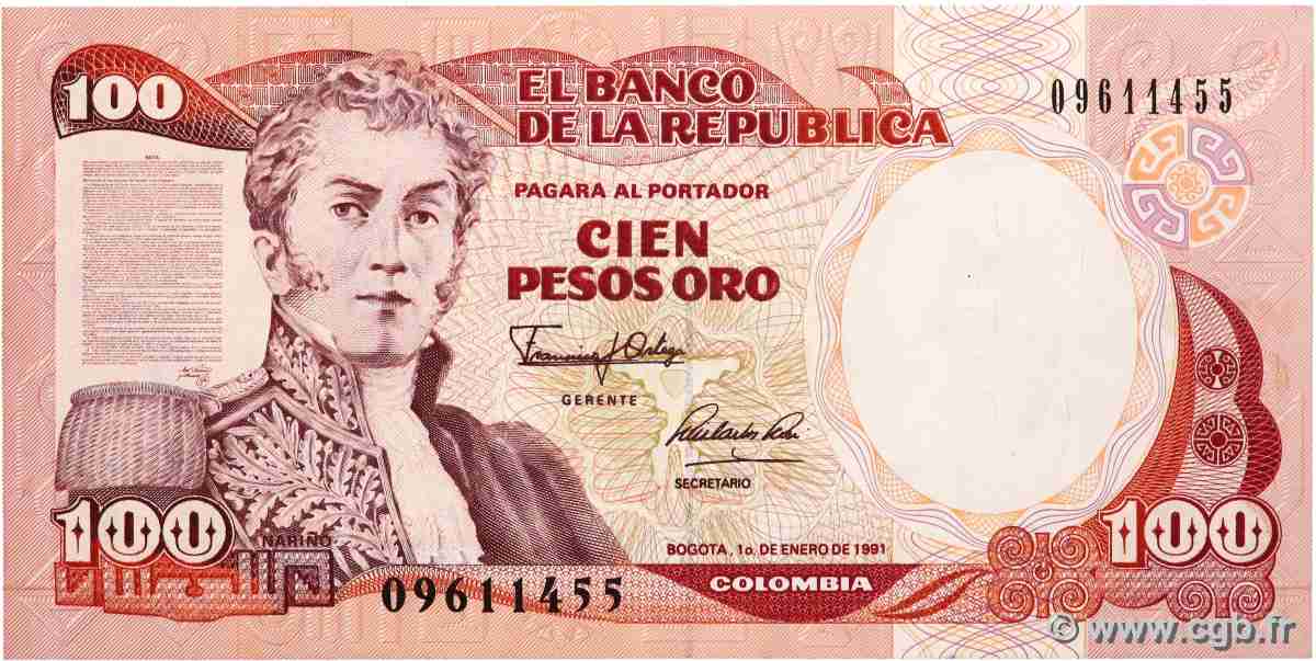 100 Pesos Oro COLOMBIA  1991 P.426e FDC