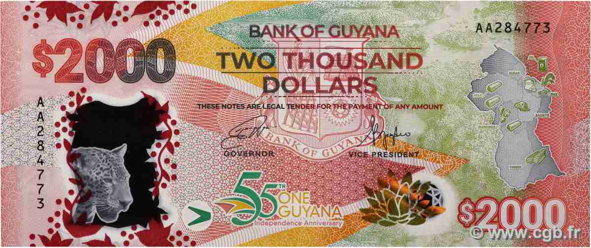2000 Dollars Commémoratif GUIANA  2022 P.42 UNC