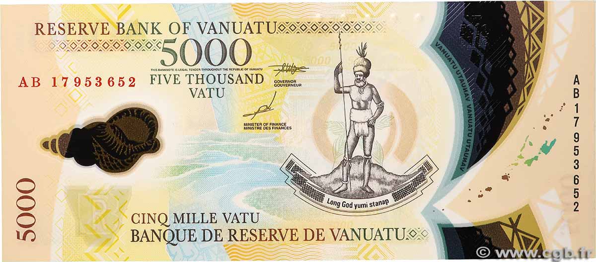 5000 Vatu VANUATU  2017 P.19 NEUF